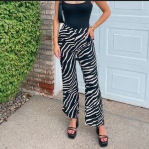 Sincerely Jules Zebra Pattern Wide Leg Pants